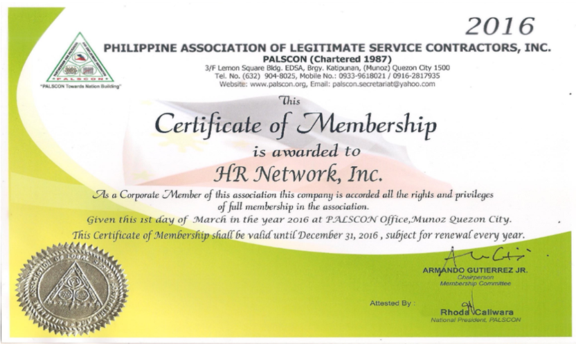 Certificate of Membership